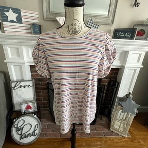 Cece - XL - puff sleeve stripes top - NWT